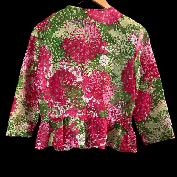 Ruby Rd women multi color blouse pink green and white size Small - Picture 4 of 9
